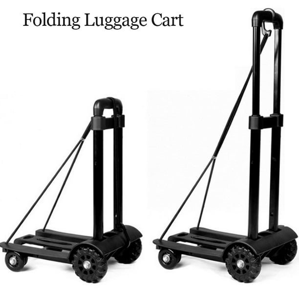KARMAS PRODUCT Folding Hand Truck Air Travel Baggage Cart Utility Carts Heavy Duty Dollies 150LB Black 